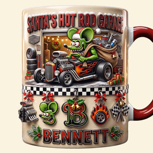 Cute Alphabet Christmas Fun Rat Fink Accent Mug - Persoalized Gifts For Hot Rod Lovers 04patn280926