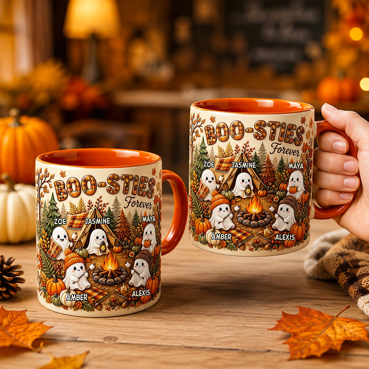 Boo-Sties Forever Fall Camping Coffee Mug - Personalized Gift For Besties 01TODT190826-Homacus