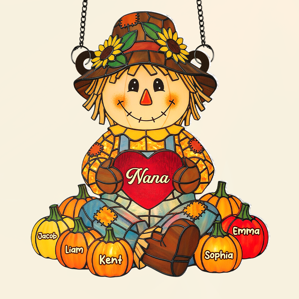 Autumn Scarecrow Grandma Suncatcher - Personalized Gifts For Grandma 06NAPU150725-Homacus