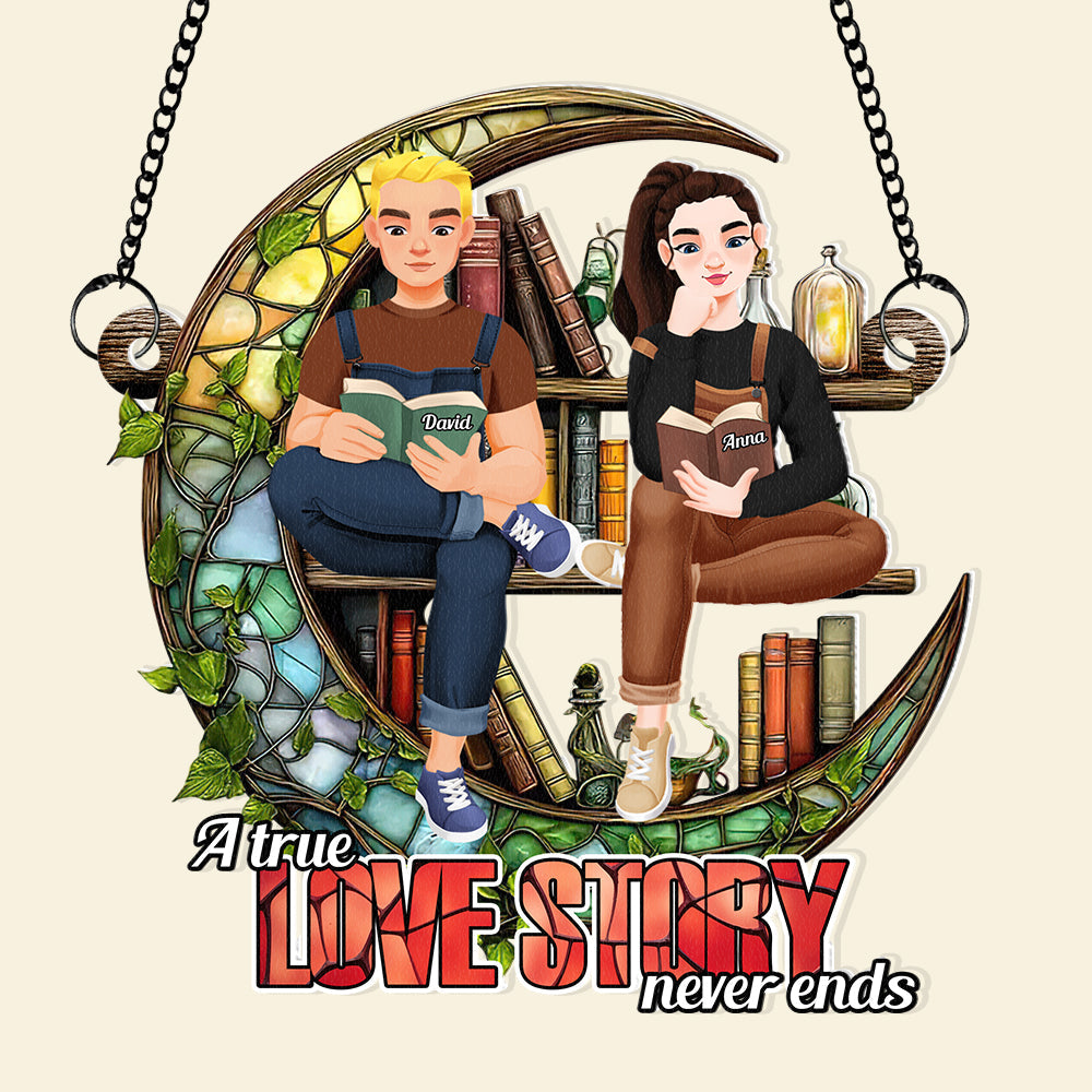 Personalized Gifts For Couple Suncatcher Ornament Book Lover 02XQDT031224PA-Homacus