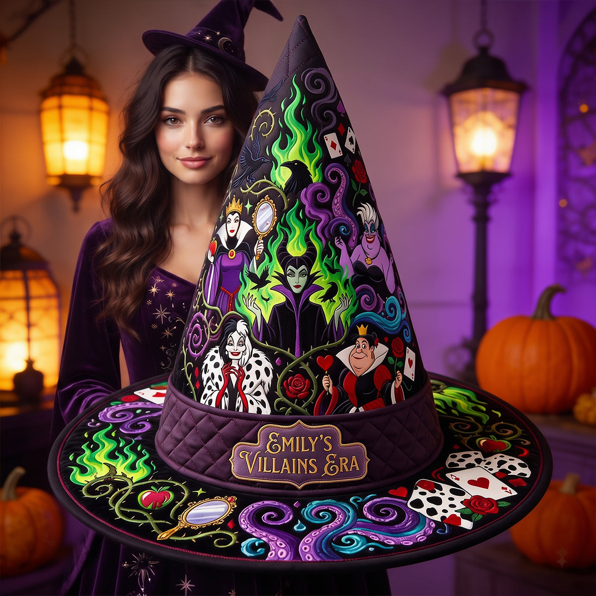 Dark Enchantress Quilted Witch Hat - Personalized Halloween Gifts 02hadt130826