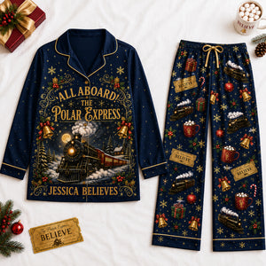 All Aboard The Merry Express To The Christmas Wonderland Pajama Set - Personalized Christmas Gifts 01nadt010926