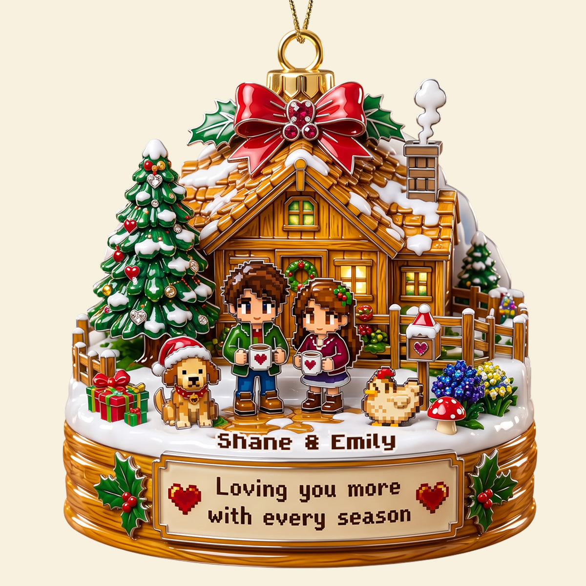 Pixel Farm Couple Acrylic Ornament - Custom Photo Christmas Gifts For Couple 04qhdt280826-Homacus