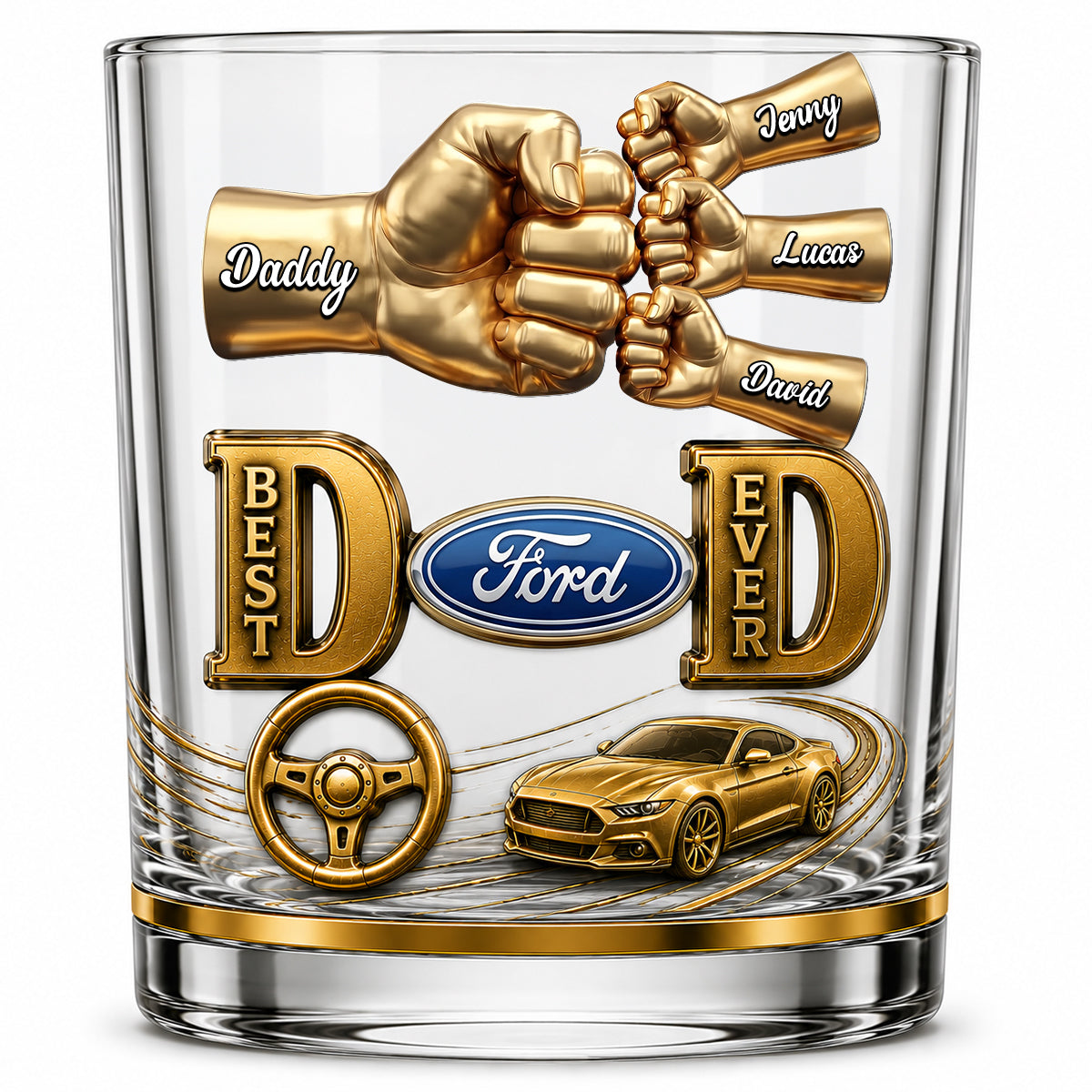 Muscle Car Dad Round Glass - Personalized Gift For Dads 03NATN220526-Homacus