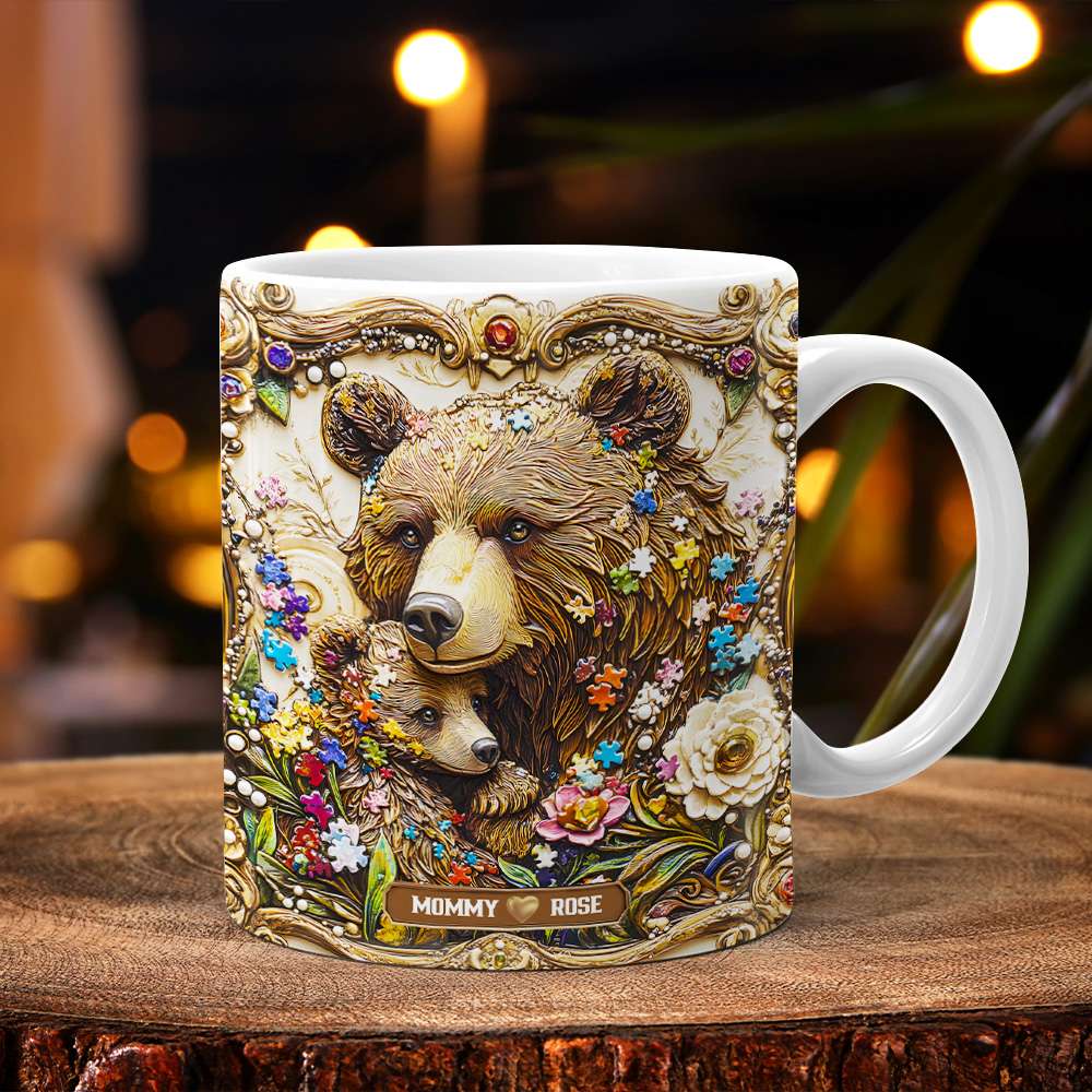 Personalized Gifts For Mom Coffee Mug, Autism Mama Bear 02TGMH240225-Homacus