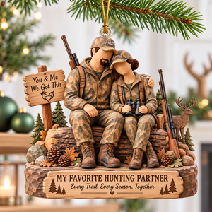 Hunting Partner Wood Effect Ornament - Personalized Gifts For Hunting Couple 02qhqn191026-Homacus