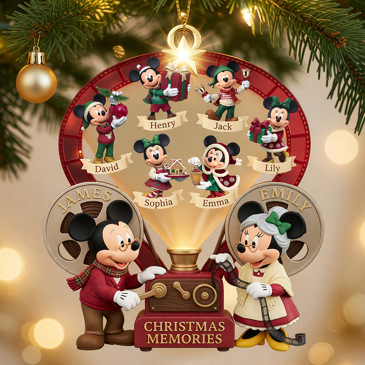 Holiday Mouse Family - Personalized Christmas Ornament 02hadt010826-Homacus