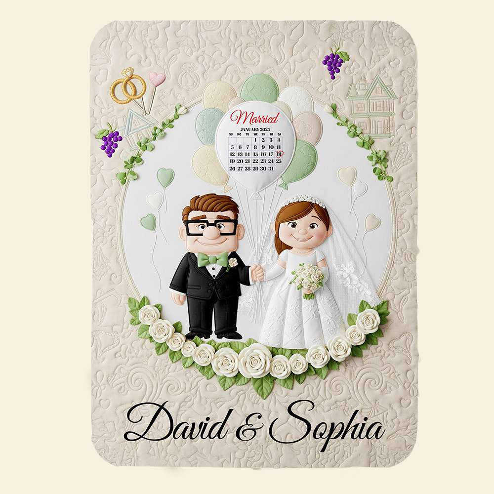Romantic Couple Wedding Blanket Personalized Gifts For Couple 05OHDT250625-Homacus