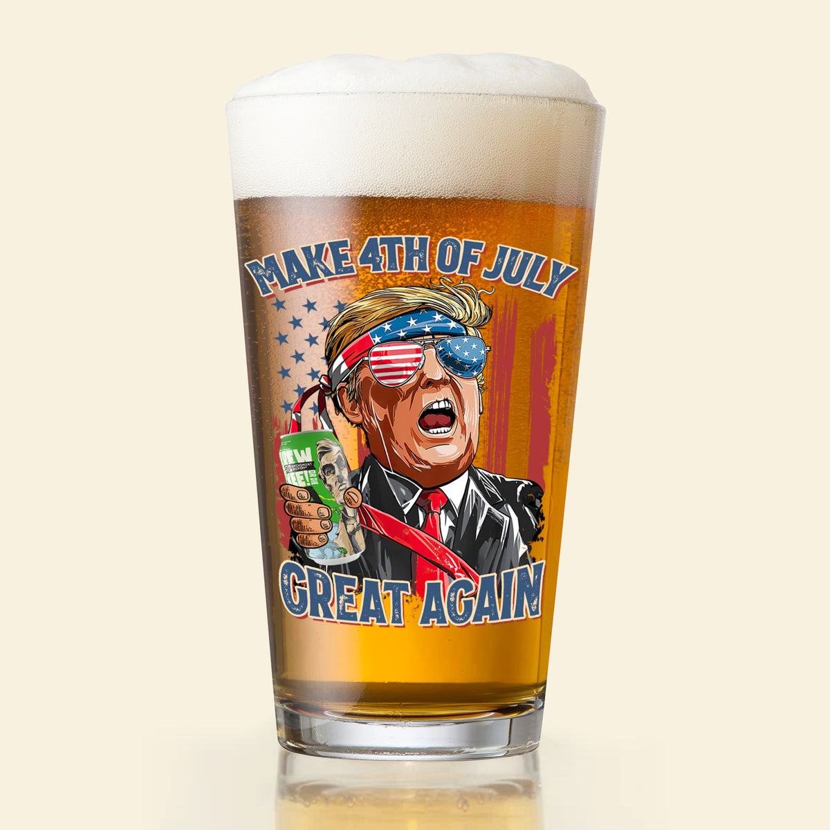 4th of July Beer Glass 04HUDT190624-Homacus