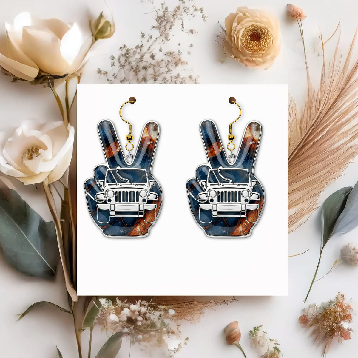 Off-road Hand Sign Earrings, Personalized Gifts For Off-Road Girl 02qhtn120725-Homacus