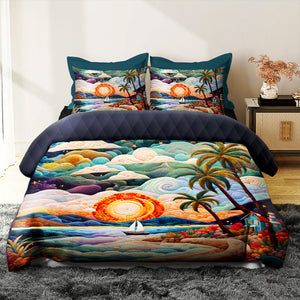 Coastal Scenery Quilt Bed Set 04HULU210125-Homacus