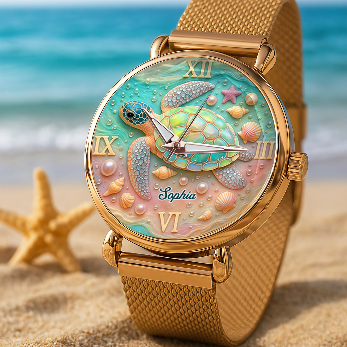 Turtle Mesh Strap Quartz Watch - Personalized Gifts For Turtle 05PGPU100725-Homacus