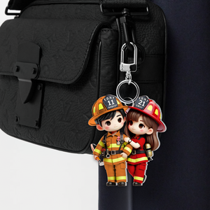 Personalized Gifts For Couple Keychain Firefighter Couple 03ohpu060225-Homacus