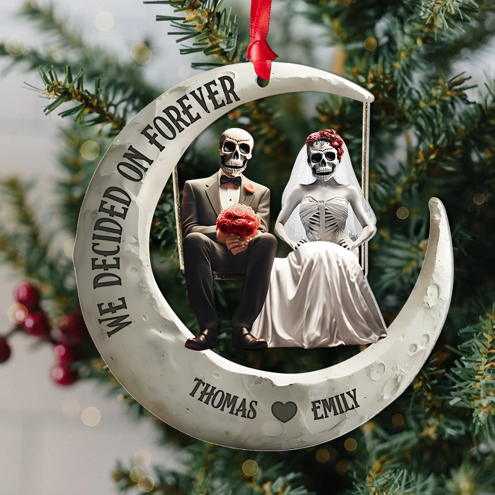 Personalized Gifts For Couple Christmas Skull Couple Ornament 02ohpu081124-Homacus