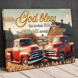 Personalized Gifts For Couple Canvas Print 03ohtn111224 God Bless The Broken Road That Led Me Straight To You-Homacus