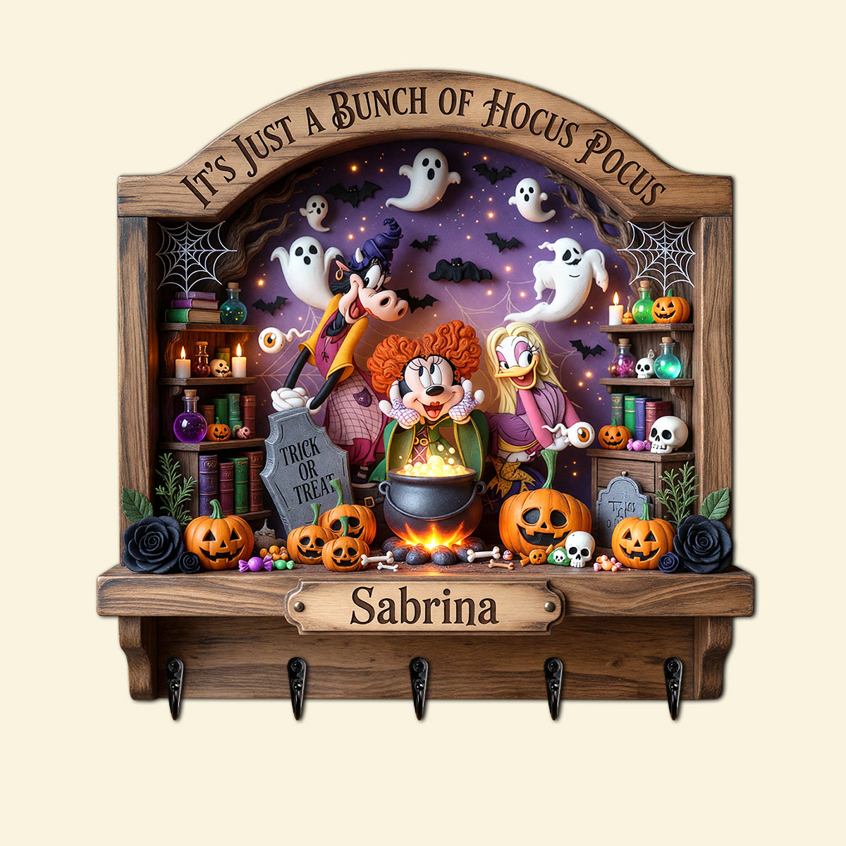 Spooky Witch Squad Acrylic Key Hanger - Personalized Gifts For Halloween Key Hanger 02NATN040826