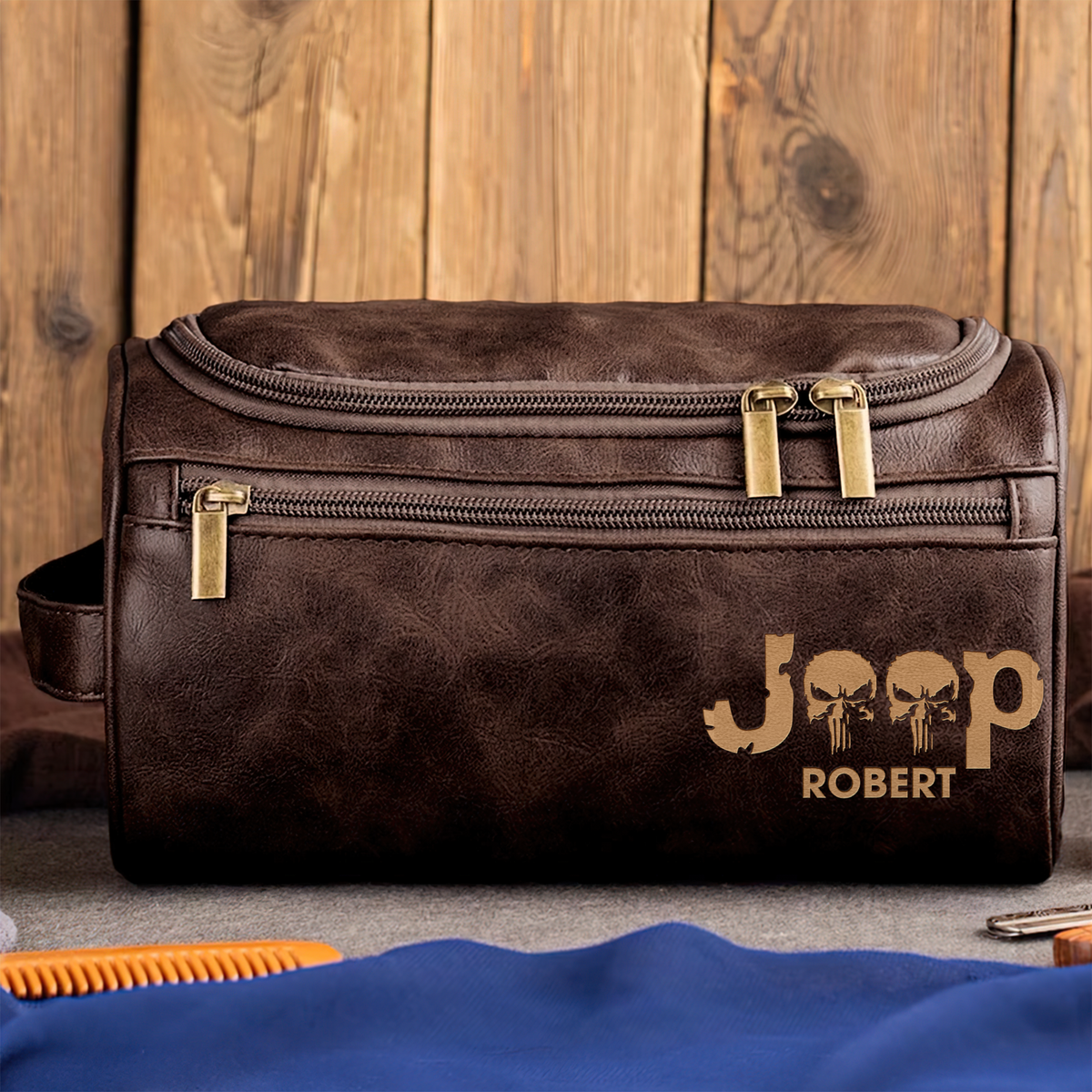 Personalized Gifts For Off-road Lover Leather Toiletry Bag 01hupu120325-Homacus