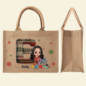 Personalized Gift For Knitters Alphabet Christmas Jute Tote Bag 01HUPU181124HH-Homacus