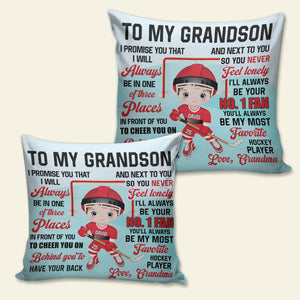 I'll Always Be Your No.1 Fan Personalized Square Pillow, Gift For Ice Hockey Lover, Gift For Son/Grandson-Homacus