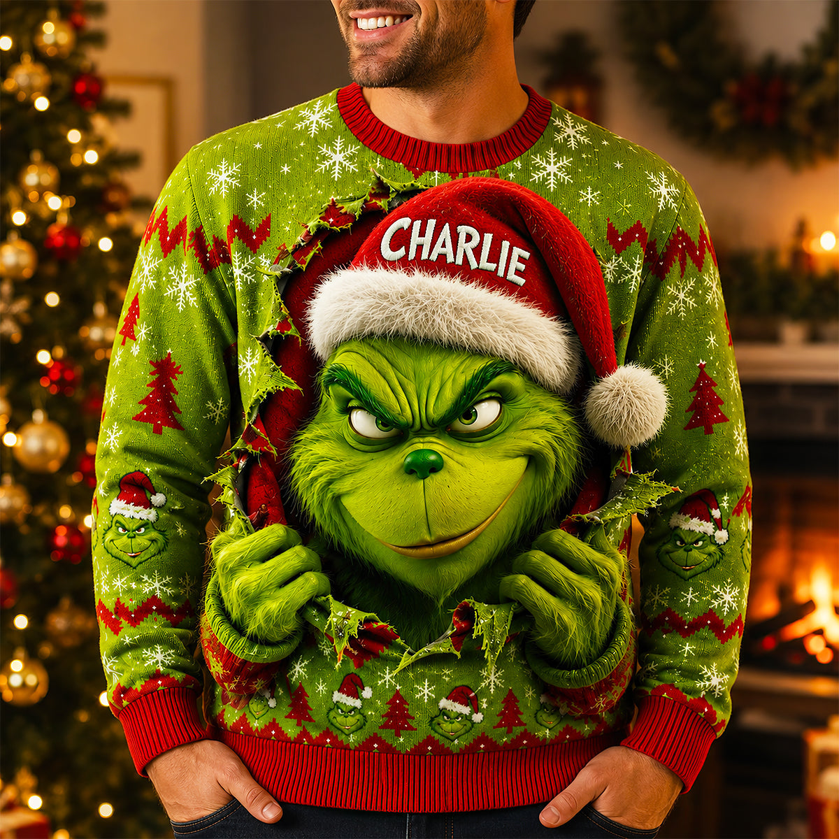 Mischievous Santa Hat Shirt Personalized Christmas Gifts 05OHDT170826-Homacus