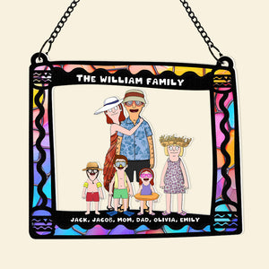 Personalized Gifts For Family Window Hanging Suncatcher Ornament Cartoon Family 01ACDT110225HG-Homacus