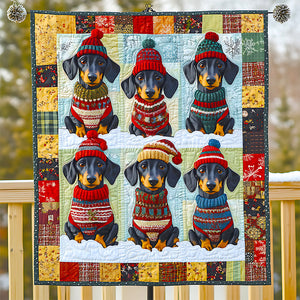 Dachshund Dog Christmas Quilt Bed Set Gifts For Dog Lovers 05HUDT041124-Homacus