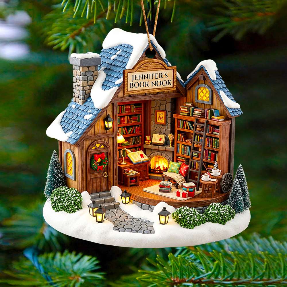 Book Nook Christmas Ornament Personalized Gifts For Book Lovers 01PGDT080825-Homacus
