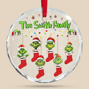 Stocking Family Ornament - Green Monster Kids - Personalized Gifts For Family-Homacus