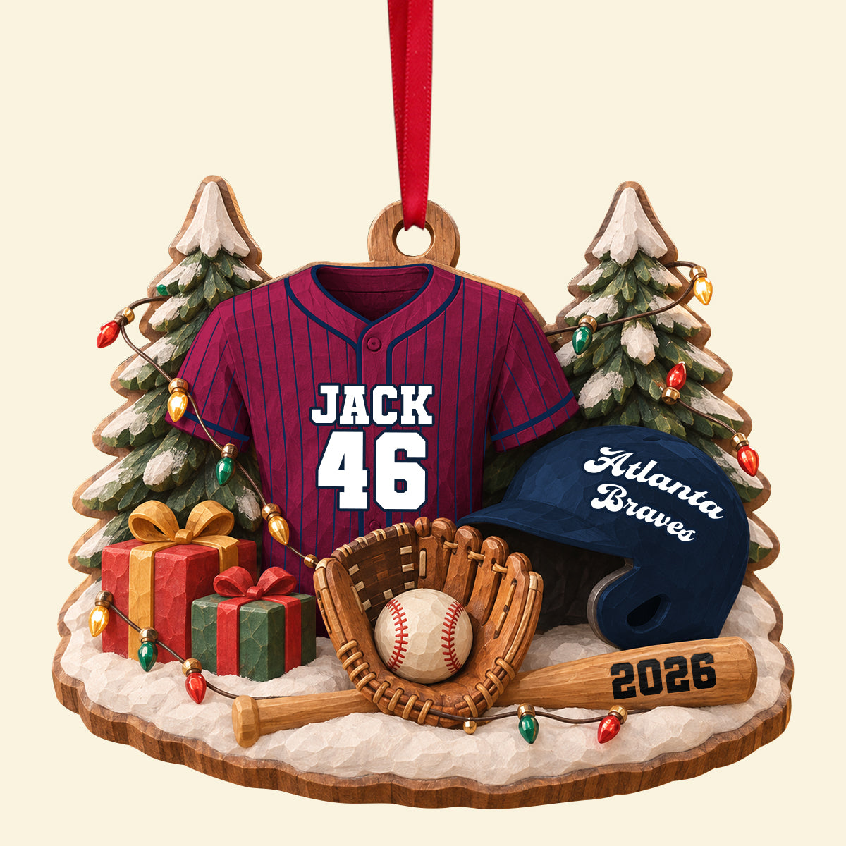 Batter Up Wood Effect Ornament, Personalized Gifts For Sport Lovers 04QHTN141026-Homacus