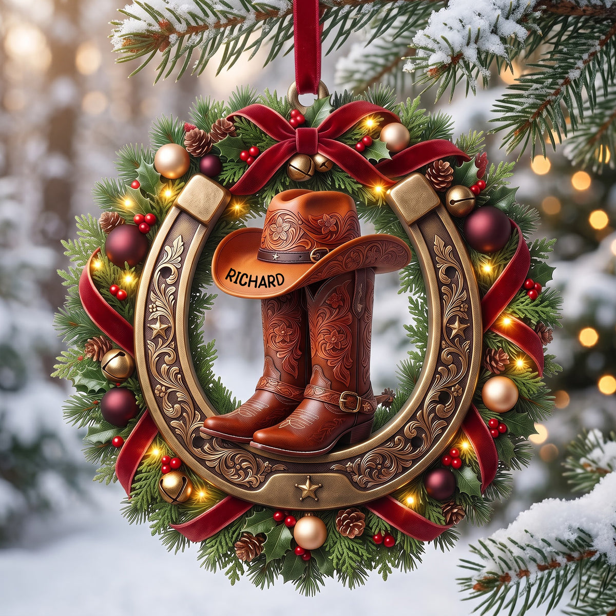Sparkly Cowgirl & Cowboy Acrylic Ornament - Personalized Christmas Gifts 06tyqn150826
