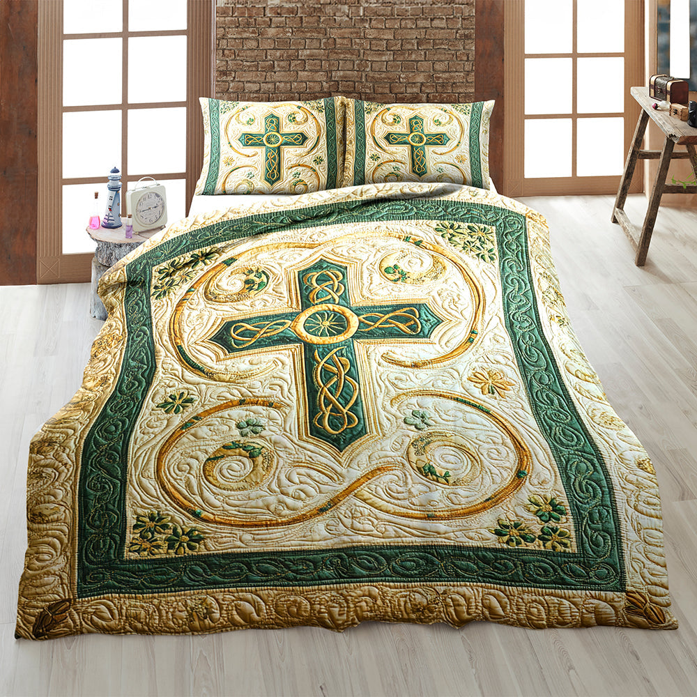 Gifts For Christian Quilt Bedding Set Special Line - St. Patrick's Edition, Celtic Cross 01tgqn180125-Homacus
