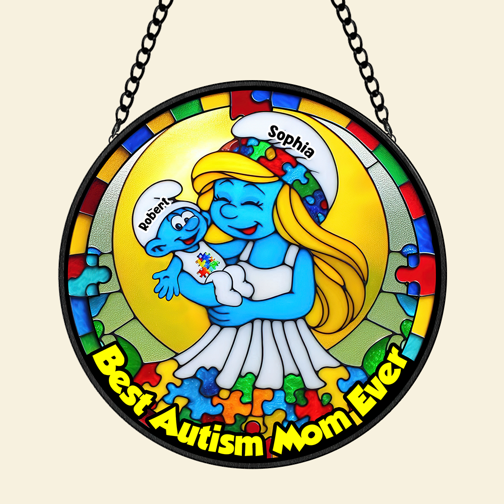 Personalized Gifts For Autism Mom Stained Glass, Blue Character 01tgpu210225-Homacus