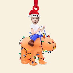 Custom Photo Gifts For Kids Christmas Ornament 01natn300824 Funny Kid Riding-Homacus