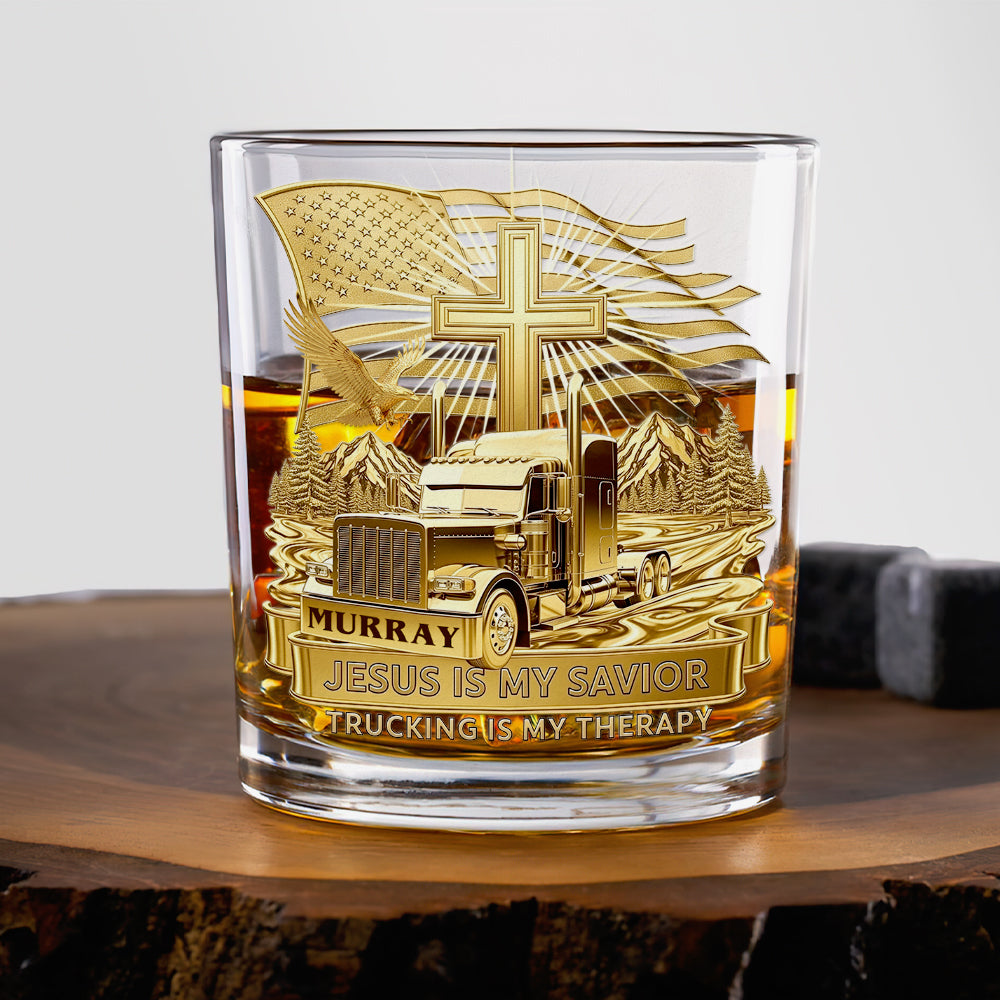 Trucker Christian Round Whiskey Glass - Personalized Gifts For Christian 02TGDT290725-Homacus