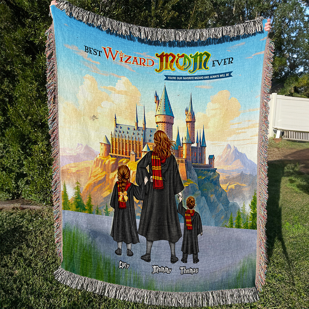 Personalized Gifts For Mom Woven Blanket Mother's Day Wizard Mom 06ACHU030425TM-Homacus