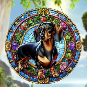 Personalized Gifts For Christmas Suncatcher Ornament 59ACQN240824 Dachshund Dog-Homacus