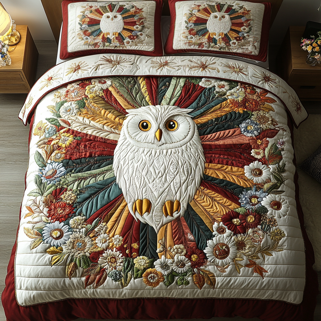 Gifts For Owl Lover Quilt Bed Set Floral Owl-Homacus