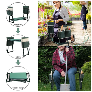 Foldable Garden Kneeler and Seat with EVA Pad & Tool Pouches – Portable Gardening Bench 09acxx161224-Homacus