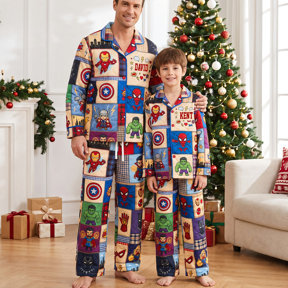 Power Team Family Button Up Pajama Set - Personalized Gifts 05NAQN270826