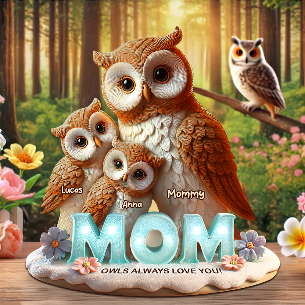 Owl Mom Plaque - Personalized Gifts For Mom 01hupu170425-Homacus
