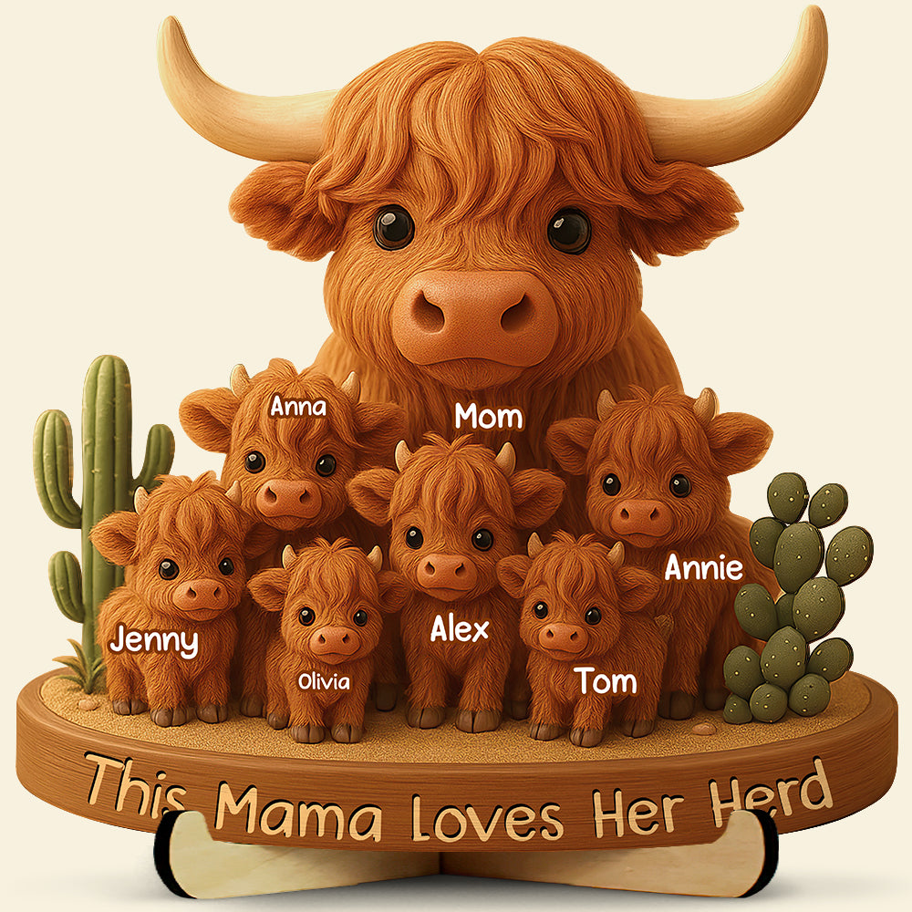 Highland Cow Mama Wood Sign - Personalized Christmas Gifts For Mom 04xqdt030425-Homacus