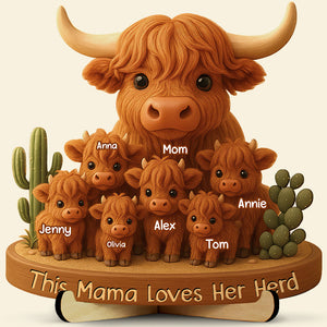 Personalized Gifts For Cow Mom Wood Sign Highland Cow Mama-Homacus
