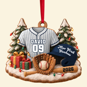 Batter Up Wood Effect Ornament, Personalized Gifts For Sport Lovers 04QHTN141026-Homacus