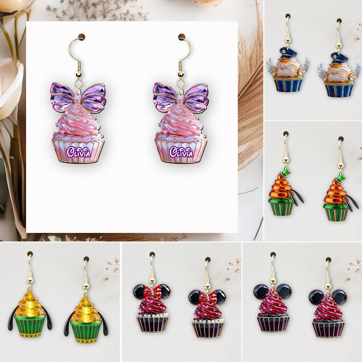 Cute Cupcakes Earrings - Personalized Gifts For Cartoon Lovers 01TGDT080725-Homacus