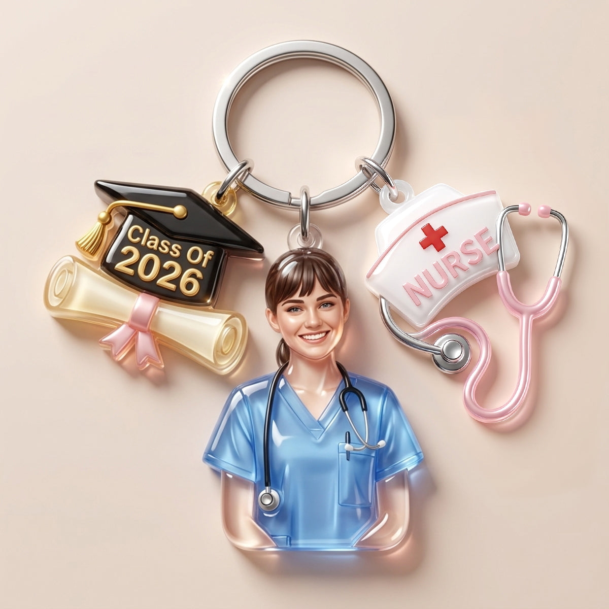 Proud Nurse Graduate Tag Keychain - Personalized Custom Photo Gift For Nurses 01NATN090526-Homacus