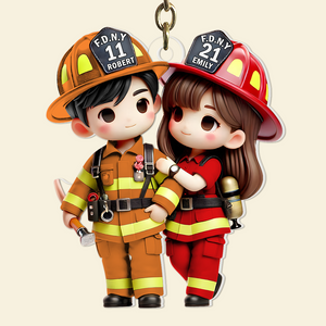 Personalized Gifts For Couple Keychain Firefighter Couple 03ohpu060225-Homacus