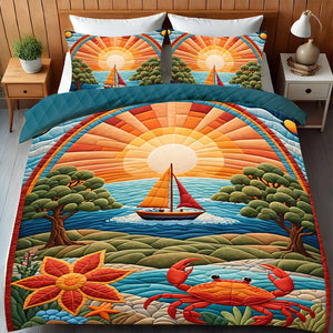 Coastal Scenery Quilt Bed Set 04HULU210125-Homacus