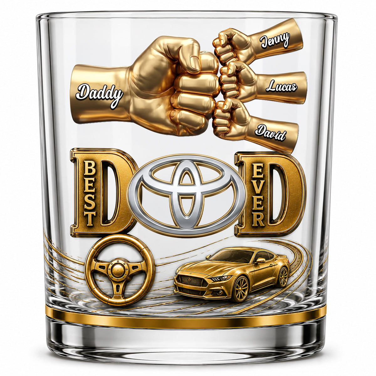 Muscle Car Dad Round Glass - Personalized Gift For Dads 03NATN220526-Homacus