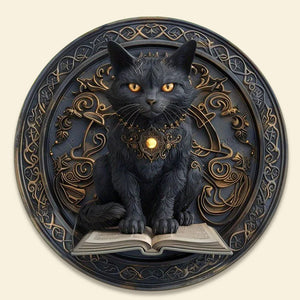 Personalized Black Cat Round Metal Sign 01hutn210824 Halloween Gifts-Homacus