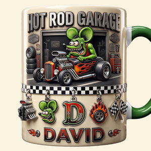 Cute Alphabet Christmas Fun Rat Fink Accent Mug - Persoalized Gifts For Hot Rod Lovers 04patn280926